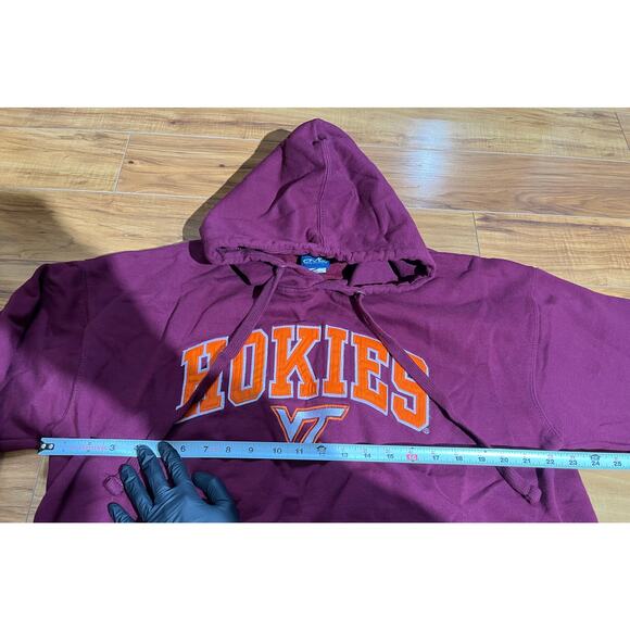 VT Virginia Tech Hokies Embroidered Maroon XL Hoodie Sweatshirt Front Pocket - Picture 10 of 11